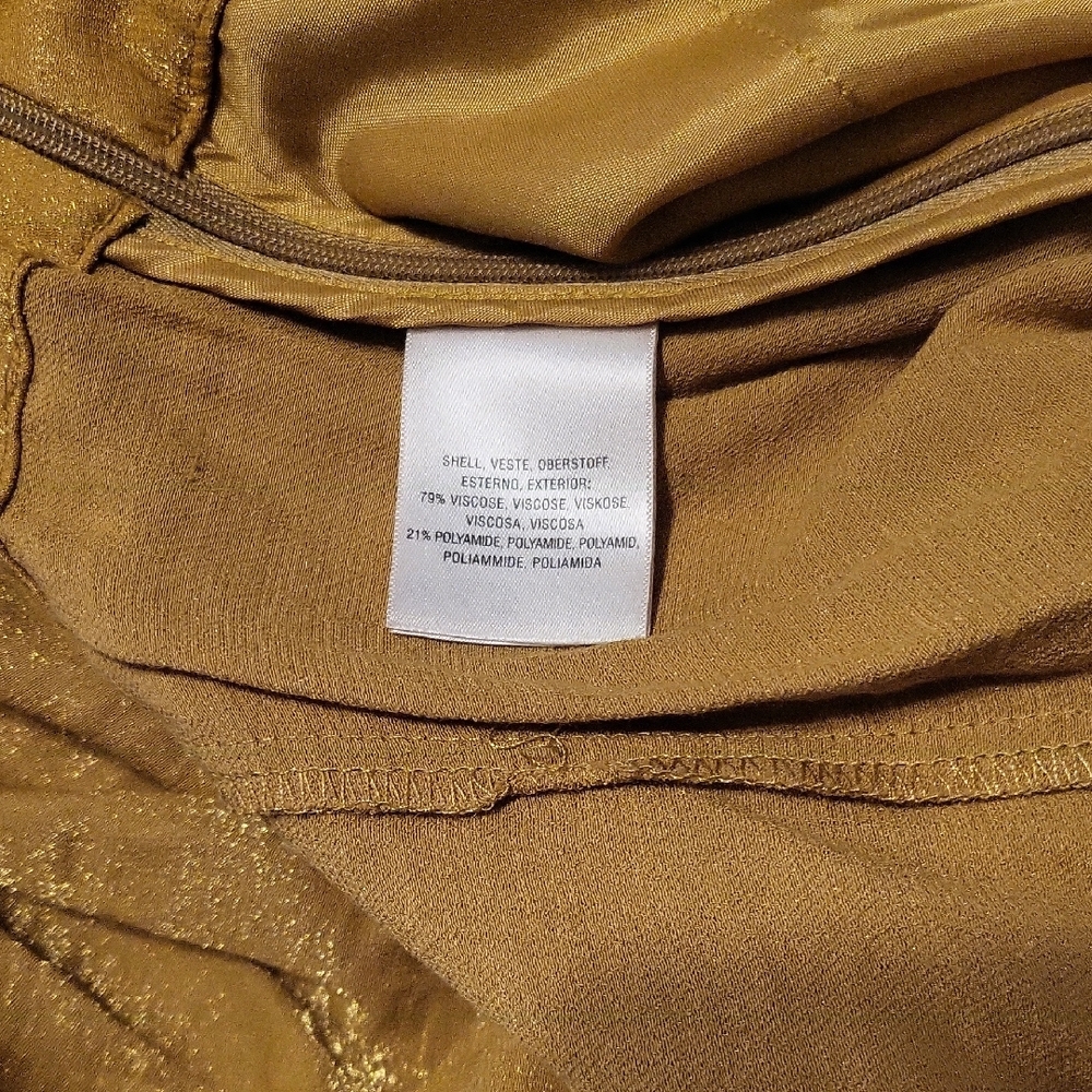 Elevenses By Anthropologie Shimmering Gold Wide Leg Cropped Trousers - Picture 3 of 5